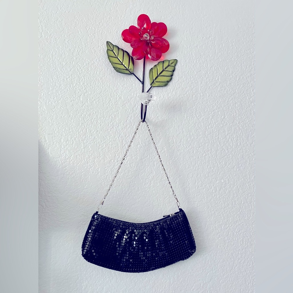 Bijoux Terner black metallic mesh evening purse